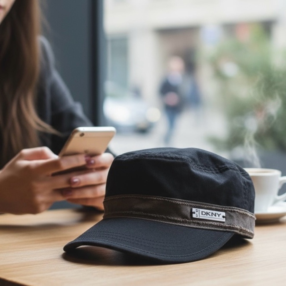 DKNY Black Gray Cadet style Cap